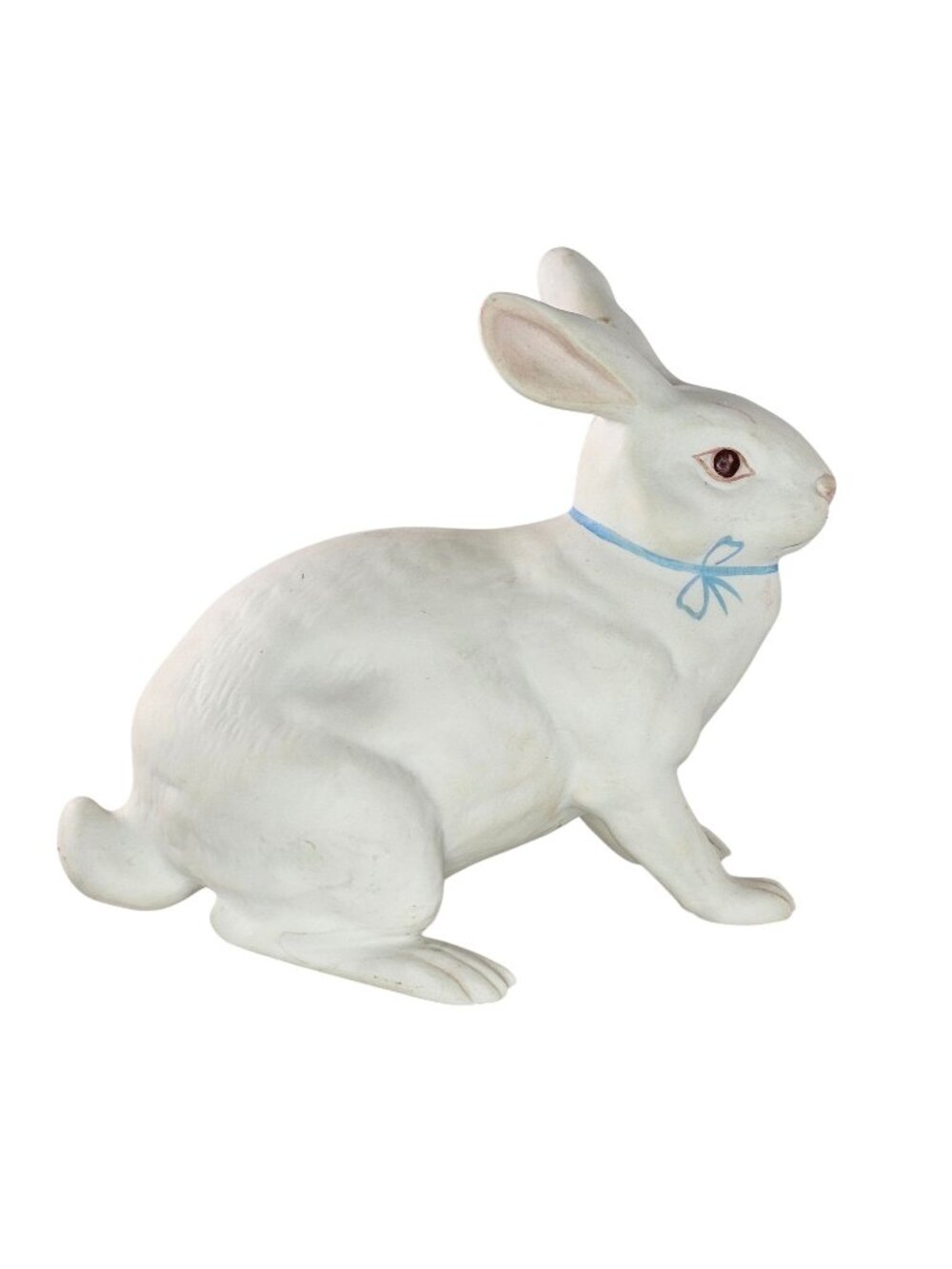 Boehm Rabbit Bunny White Standing Figurine #509 With Blue Ribbon Bow Porcelain